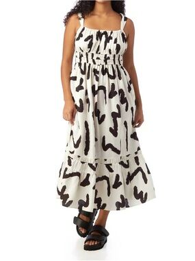CROSBY by Mollie Burch White Dress with Black Abstract Print